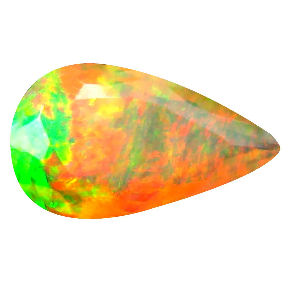1.10 ct Pear Cut (11 x 6 mm) Un-Heated Transparent Quality Ethiopian Welo Rainbow Opal Natural Loose Gemstone