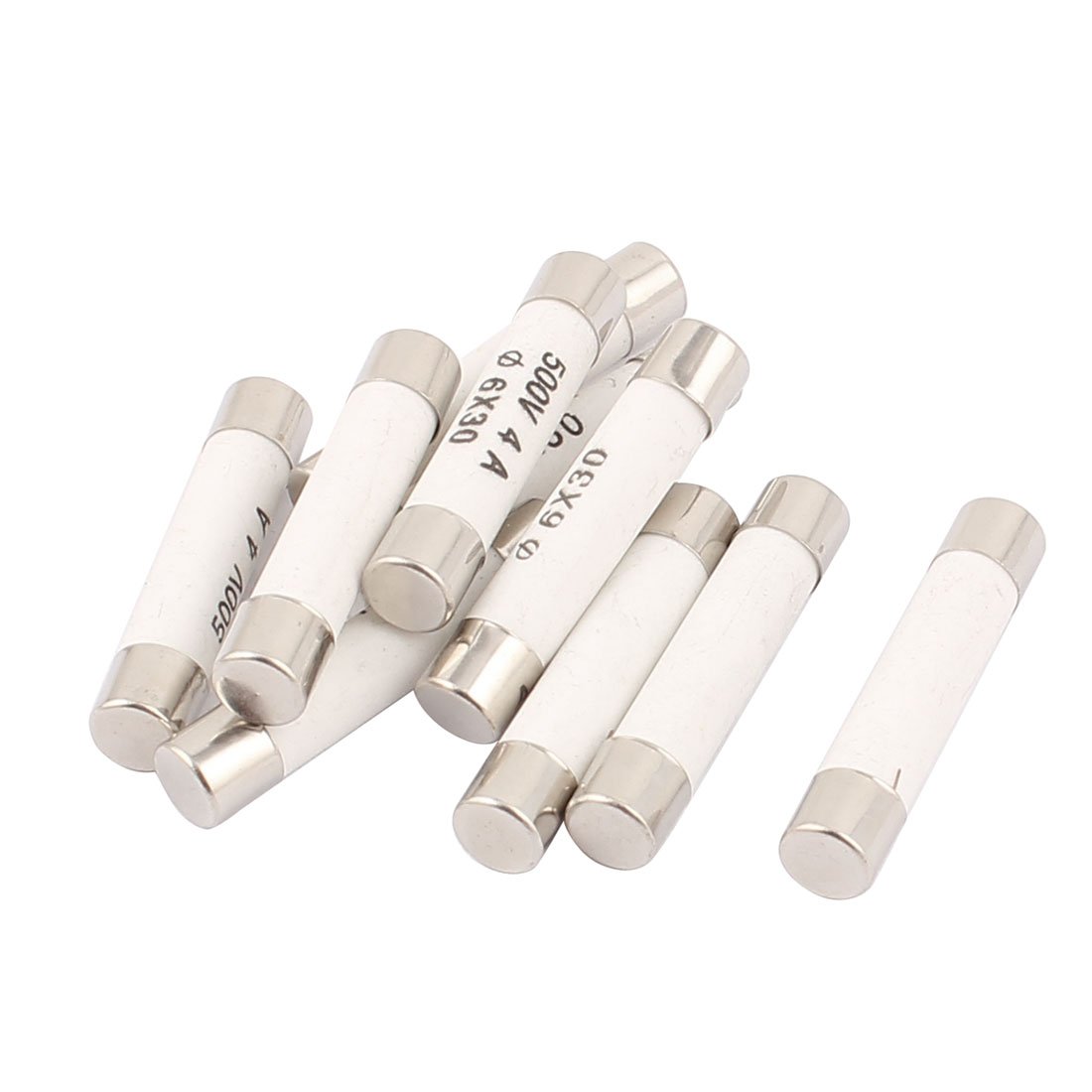 Sourcingmap 10 Pcs 500V 4A Low Breaking Capacity 6x30mm Cartridge Ceramic Fuses