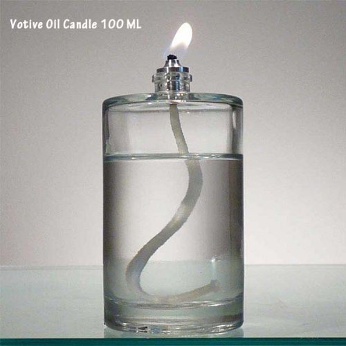 20 Hr Refillable Glass Votive Oil Candle Home & Kitchen