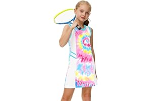 AOBUTE Girls Tennis Outfit 2 Piece Set Sportswear Tank Dress and Shorts 4-12Y