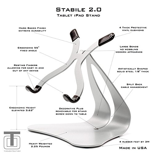 Thought Out Stabile 2.0 iPad Stand Pro Air 2 12.9 10.5 9.7 Surface Galaxy Tablet Holder Black