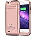 Kujian iPhone 6 Battery Case Charger External Battery Backup Charger Case 3500mAh with Kickstand for iPhone 6/6S (Rose Gold)