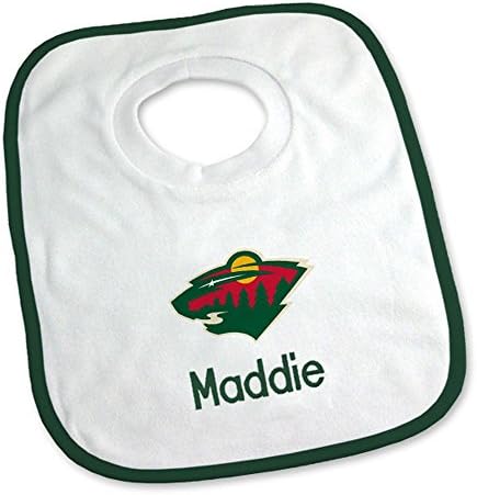 Designs by Chad and Jake Baby Personalized Minnesota Wild Bib One Size White