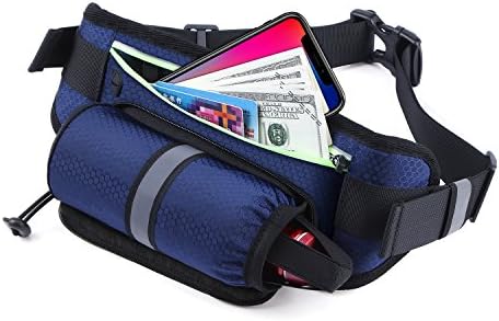 QBStrong Runnng Fanny Pack with Water Bottle Holder, Water Resistant Reflective Fanny Pack with Hidden Drink Holder for Men Women Fitness Jogging Cycling Climbing, Fits iPhone X,8,7,6 Plus (Blue)