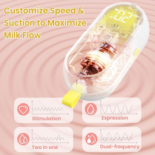 Saglve Sacaleches Eléctricos Portátil con 4 Modos 12 Niveles 300mmHg de Succión, Extractor de Leche MaternaRecargable y Sin Manos con Brida de 21/24mm para Madres en Lactancia Casa, Trabajo o Viaje