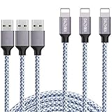 DAZHWA iPhone Charger 3PACK (6FT) Nylon Braided Charging Cable Cord USB Cable Charger Compatible iPhone X/8/7/6s/ 6/ Plus/ 5SE/ 5s/ 5c/ 5, Pad, Pod, and More (Silver)