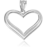 Polished Sterling Silver Love Charm Open Heart Pendant