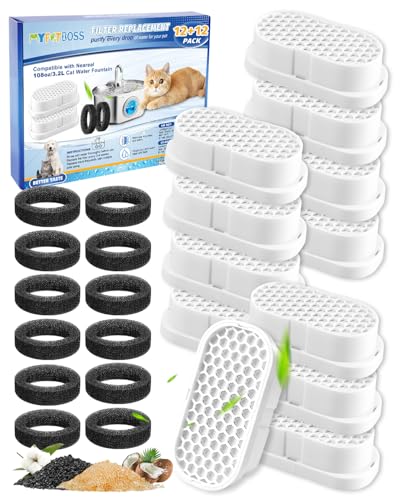 MyfatBOSS 12 Set Replacement Filtes Fit for Neareal 108oz/3.2L Cat Fountain at Amazon