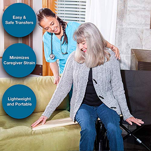 DMI Transfer Board and Slide Board Made of Heavy-Duty Wood for Patient, Senior and Handicap Move Assist and Slide Transfers, FSA HSA Eligible, Holds up to 440 Pounds, Solid, 24 x 8 x 1