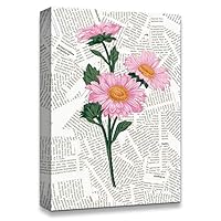 Canvas Wall Art Flower On The Newspaper Canvas Prints Home Artwork Decoration for Living Room,Bedroom - 12x18 inches