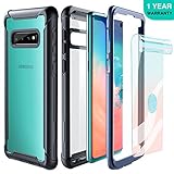 FITFORT Samsung Galaxy S10 Case Full Body Rugged Heavy Duty Clear Bumper Case with Free Screen Protector, Shock Drop Proof Impact Resist Extreme Durable Protective Cover for Galaxy S10 (2019)