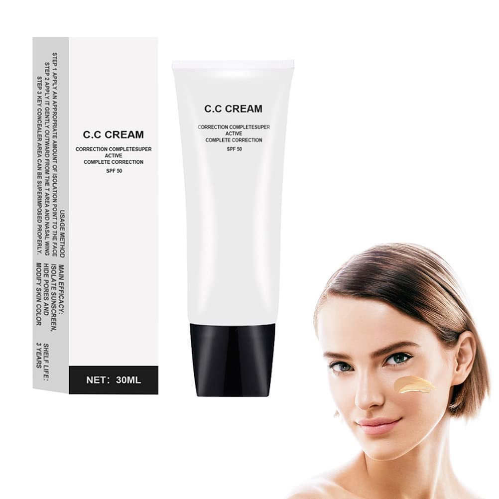 Skin Tone Adjusting CC Cream SPF 43, Cosmetics CC Cream, Color Correcting Cream, Multi Purpose Facial Concealer,Face Moisturizing Cream (Ivory)