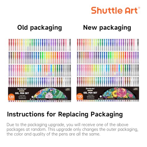 Shuttle Art 120 Unique Colors (No Duplicates) Gel Pens Gel Pen Set for Adult Coloring Books Art Markers