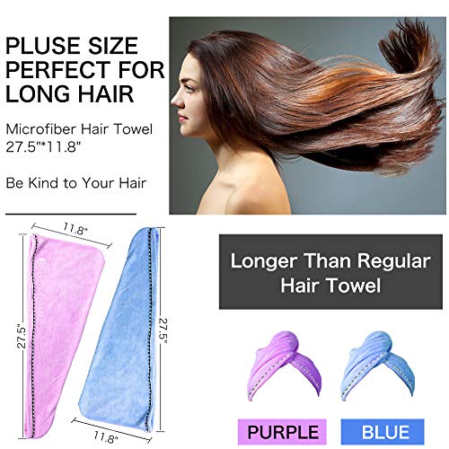 image for 2 Pack Bigger Plus Size Hair Towel Wrap Turban Microfiber Drying Bath 