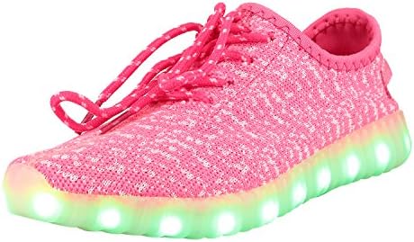 Lynnaa Mens' Womens' Led Luminous Flashing USB Charging Sneakers shoes(37 pink)