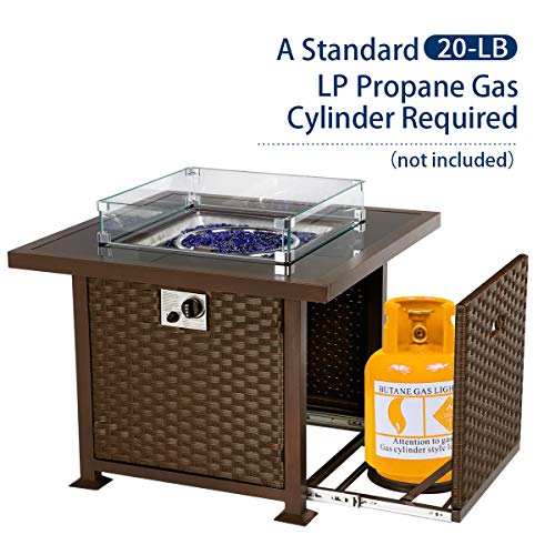 UMAX Propane Fire Pit Table, 44in Gas Fire Pit, 50,000 BTU Auto