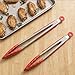 Set of 2 Kitchen Tongs 9-Inch & 12-Inch, Premium Stainless Steel BPA Free Silicone Non-Stick Grilling Barbeque Cooking Locking Food Tongs, Red