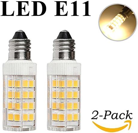 YSCS LED E11-52S-WW Mini Candelabra E11 Base T4/T3 JD 120V LED Halogen Replacement Bulb 4W 40W Equivalent Warm White 3000K for Ceiling Fan, Indoor Lighting, 2-Pack(Dimmable)