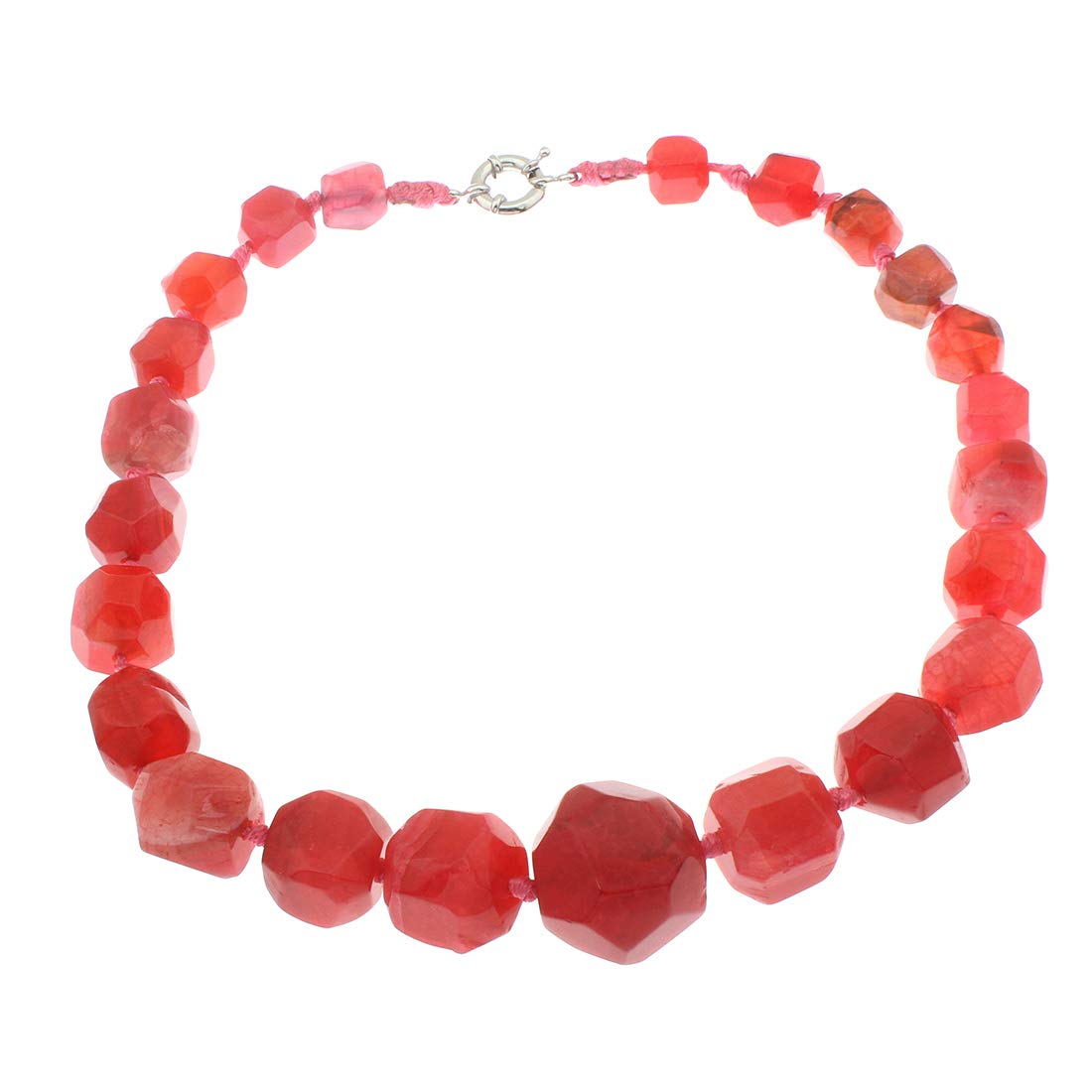 Treasure Bay Stunning Agate Gemstone Chunky Necklace for Women and ladies (Faceted Pink) — image 1