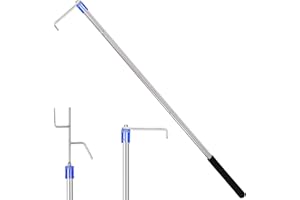 ISIVOVE Pickup Truck Cargo Grabber Reach Retriever Tool,6 ft. Truck Bed Cargo Retrieval Hook Adjustable Extension Pole ，for Pickup Bed Heavy Duty Truck Parts, Truck Bed Hook bar ，with 2 Long Hooks