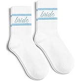 yupoxiu 2 Pairs Bride Socks, White + Blue | Bride To Be Something Blue Gift, Bachelorette Party Accessories,Wedding Day Sandals, Bridal Shower Party Favor
