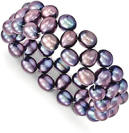 IceCarats 6 7mm Freshwater Cultured Black Rice Pearl Stretch Bracelet