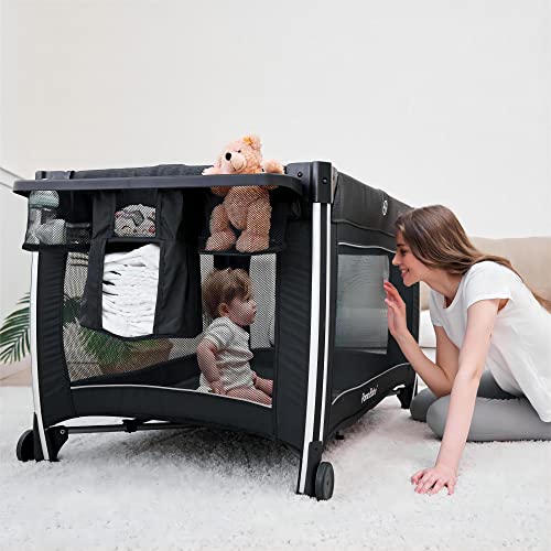 Pamo Babe 4 in 1 Portable Baby Crib Deluxe Nursery Center, Foldable
