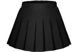 Auranso Girls Pleated Skirt Kids Tennis Elastic Waist Uniform Plaid Skirt 4-14 Y