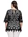 Chicwe Women's Lined Plus Size Floral Lace Top Tunic Blouse Cotton Blended With Eyelash Hem 1X-4X