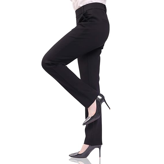 high waisted straight leg dress pants