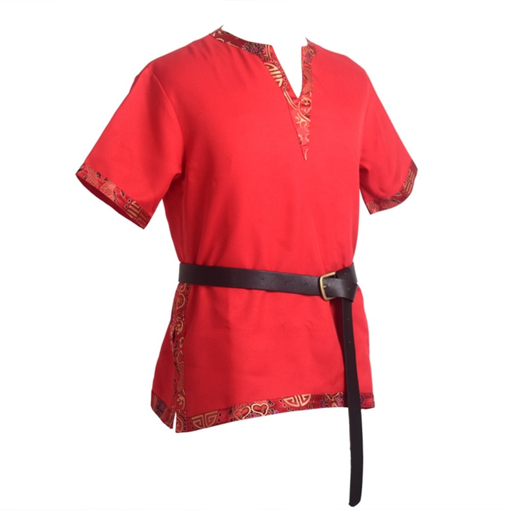 BLESSUME Medieval Viking Tunic with Belt LARP Aristocrat Chevalier Cosplay Costume