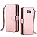 Galaxy S8 Case, LONTECT PU Leather 9 Card Slot Wallet Folio Case with Detachable Magnetic Hard Case for Samsung Galaxy S8 - Rose Gold
