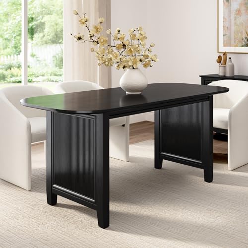 Bush Home 71-Inch Dining Table for 4-6 People, Fluted Base Modern Rectangular W…