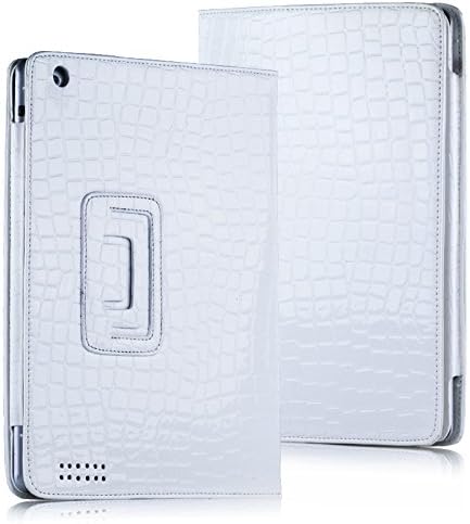 Exclusive AMANTE Optics Crocodile Leather Case for iPad 2 3 & iPad 4 Leather Case Cover Protective Shell Case in White
