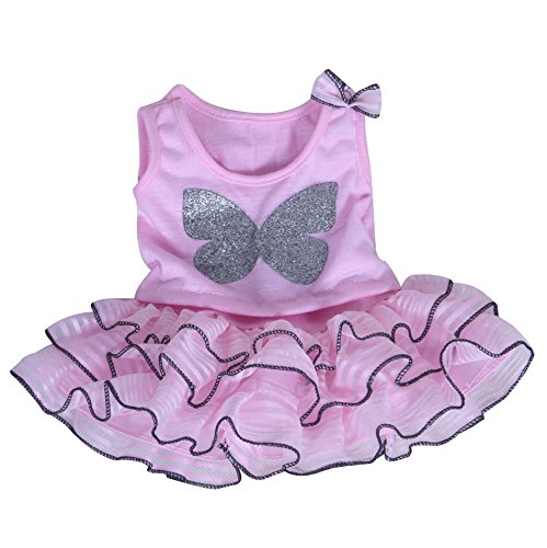 Pink Butterfly Top and Tutu - Teddy Bear Clothes - Teddy Bear Clothes Outfit - 16"/40cm