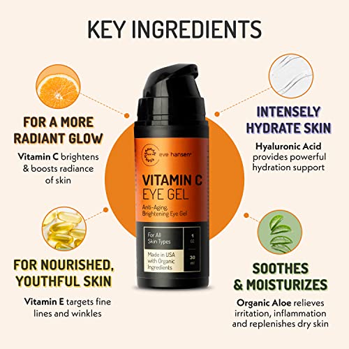 Eve Hansen Vitamin C Eye Gel Under Eye Cream for Dark Circles and