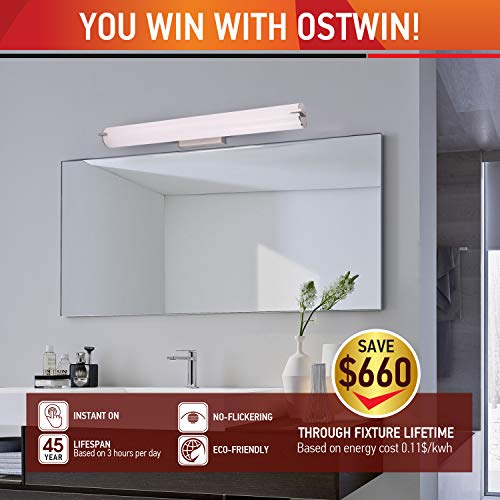 OSTWIN 36" (2 pack) LED Bathroom Wall Sconce Lighting Fixture, Bathroom Vanity Light 30W (150 W Repl) 5000K Day Light, 2200Lm,Vertical or Horizontal Tube, 160⁰ Beam Angle ETL and Energy Star Listed