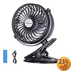 SkyGenius Battery Operated Clip on Mini Desk Fan, Black