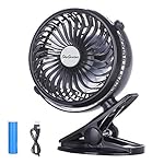SkyGenius Battery Operated Clip on Mini Desk Fan, Black