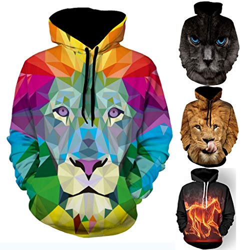 Men's Autumn Spring Fashion 3D Printing Hoodie Hooded Loose Long Sleeve Top
