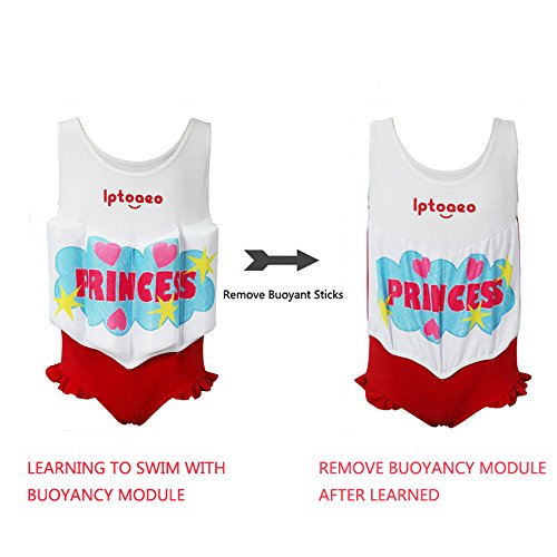 Kingswell Float Suit Toddler Swimsuit, Kids Swim Training Aid Jacket Vest Suit with Removable Buoyancy Float for Toddler Girls