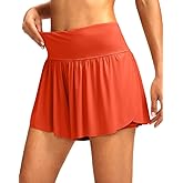 Soothfeel Women's High Waisted Swim Skirt Shorts 3" Flowy Swimsuit Bathing Suit Swim Bottoms for Women with Pockets UPF 50+