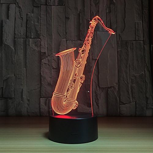 Circle Circle Saxophone 3D Optical Illusion Lamp 7 Colors Change and 15 Keys Remote Control Children Kids Bedside Table LED Night Light