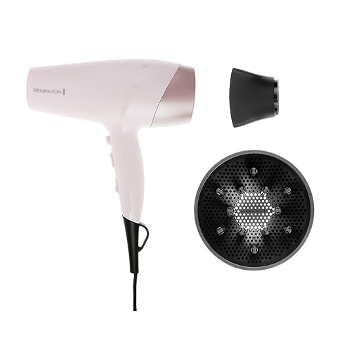 Remington Hair Dryer [Almond Oil Micro-Conditioners + Ionic Conditioning] Almond Allure Series (25% Faster Drying, Diffuser & Concentrator, 6 Heat/Speed Settings, Ceramic Coating) D4807