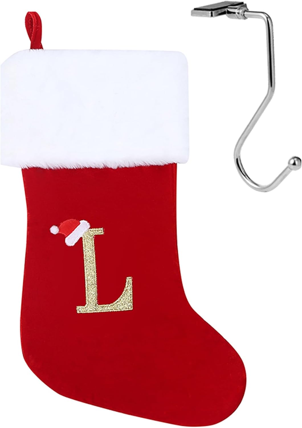 Stockings & Holders - infleesh 20 Inches Monogrammed Christmas Stockings with Letters,Super Soft Christmas Stockings Large Monogram Stockings Red Letter Stockings for Christmas Holiday Xmas Gift