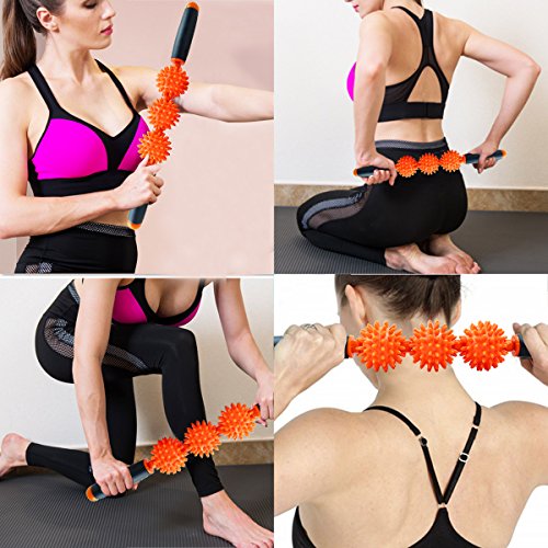 Muscle Roller Stick丨Ergonomically-designed, Great for Muscles丨Fascia Cellulite Blaster Remover Muscle Roller,Fat Blaster Stick | For Back Pain Relief, Sore Neck, Tight Back - M&H (Orange)