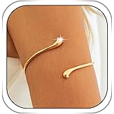Dmaiy Silver Arm Cuff Bracelet for Women Gold Upper Arm Bracelets Adjustable Teardrop Arm Cuff Minimalist Bangle