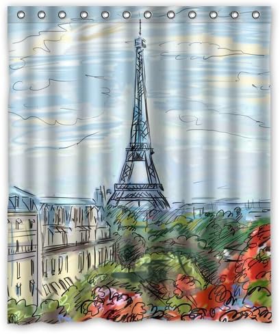 Generic Personalized Watercolor Painting Paris Eiffel Tower for Shower Curtain Bath Curtain 60 x72""