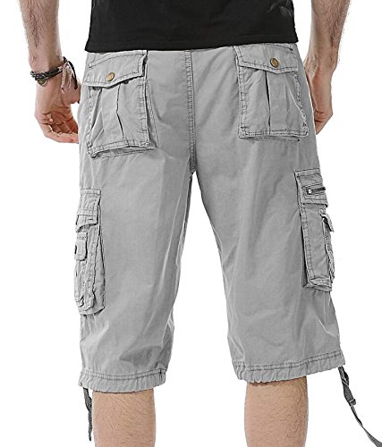 HHGKED Men's Twill Cargo Shorts-Light grey-32 - Thumbnail 5