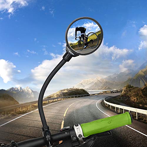 Zacro Fietsspiegel + fietsbel, 360 graden verstelbare fietsspiegel, achteruitkijkspiegel voor mountainbikes, racefietsen… - Image 7